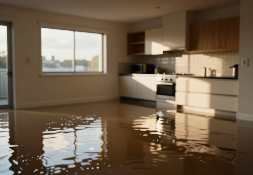Flooded apartment in Gladesville before restoration